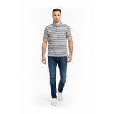 Banana Republic Pique Polo Shirt Size Large blue White Striped Cotton
