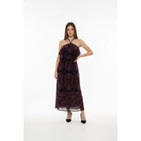 Monteau Halter Style Blouson Dress Women's Large Purple Floral Dress