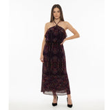 Monteau Halter Style Blouson Dress Women's Large Purple Floral Dress