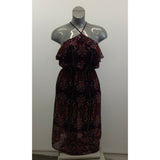 Monteau Halter Style Blouson Dress Women's Large Purple Floral Dress