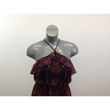 Monteau Halter Style Blouson Dress Women's Large Purple Floral Dress