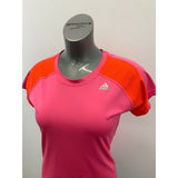 Adidas Workout Top Women's Medium Pink Orange Athletic Climalite Polyester Short