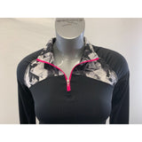 Champion Girls XL (14-16) Athletic Yoga Fitted Pullover 1/4 Zip Top Gray Black