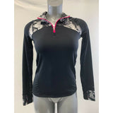 Champion Girls XL (14-16) Athletic Yoga Fitted Pullover 1/4 Zip Top Gray Black