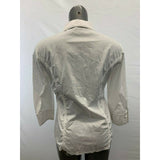 Gerry Weber Women's 8 White Gray Beaded 3/4 Sleeve Button Up Cotton/Nylon Blouse
