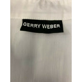 Gerry Weber Women's 8 White Gray Beaded 3/4 Sleeve Button Up Cotton/Nylon Blouse