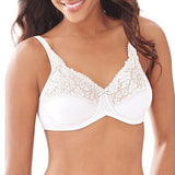 Bali Women's Lilyette LY0428 Comfort Lace Minimizer Bra White