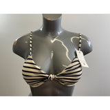 Billabong Women's Striped Bathing Suit Top Neck Tie Large Polyamide Blend NWT