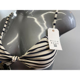 Billabong Women's Striped Bathing Suit Top Neck Tie Large Polyamide Blend NWT