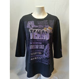 Lady Noiz Women's XL Black 3/4 Sleeve Rhinestones Texas Cowgirl Text Shirt