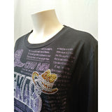 Lady Noiz Women's XL Black 3/4 Sleeve Rhinestones Texas Cowgirl Text Shirt