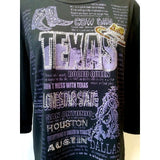 Lady Noiz Women's XL Black 3/4 Sleeve Rhinestones Texas Cowgirl Text Shirt