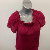 Rebel Sugar Off The Shoulder Top Women's Size Small Burgundy Rayon Short Sleeve NEW