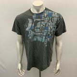 Hurley Men's T Shirt Size Large Gray Regular Fit Crew Neck Short Sleeve Graphic