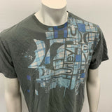 Hurley Men's T Shirt Size Large Gray Regular Fit Crew Neck Short Sleeve Graphic