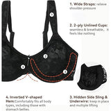 Lemorosy Full Coverage Minimizer Bra Unlined Underwire 36G Black NWOT