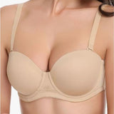 WingsLove Women's Strapless Bra Underwire Multiway Contour Plus Size 38D Beige