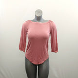 Lark & RO Women's Off The Should Top Size XS Pink 3/4 Sleeve Viscose Blend NEW
