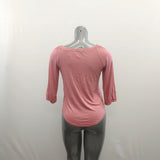 Lark & RO Women's Off The Should Top Size XS Pink 3/4 Sleeve Viscose Blend NEW