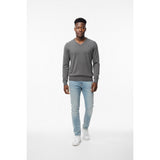 American Eagle Athletic Fit V Neck Sweater Men's Size Medium Gray Long Sleeve Cotton