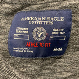 American Eagle Athletic Fit V Neck Sweater Men's Size Medium Gray Long Sleeve Cotton