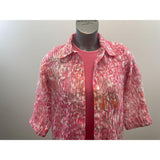 Alia Petite Women's 2 Piece Pink Short Sleeve Shirt + Pink Button Up Collared Tunic Blouse Size 8 P Cotton Blend
