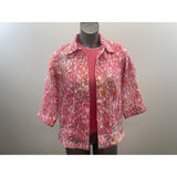 Alia Petite Women's 2 Piece Pink Short Sleeve Shirt + Pink Button Up Collared Tunic Blouse Size 8 P Cotton Blend