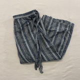 Calvin Klein Linen/Viscose Cropped Pants Women's Size 12 Blue White Striped Belted Waist Capri