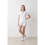 IZOD Performx Golf Polo Shirt Women's White Red Short Sleeve Cotton Top