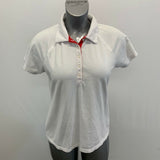 IZOD Performx Golf Polo Shirt Women's White Red Short Sleeve Cotton Top