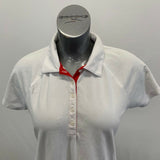 IZOD Performx Golf Polo Shirt Women's White Red Short Sleeve Cotton Top