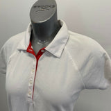 IZOD Performx Golf Polo Shirt Women's White Red Short Sleeve Cotton Top