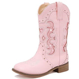 LAURMOSA Girls Cowboy Boots for Kids Western Cowgirl Dress Boots Pink Size 13