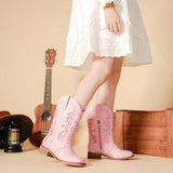 LAURMOSA Girls Cowboy Boots for Kids Western Cowgirl Dress Boots Pink Size 13