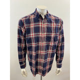 St. John's Bay Brushed Flannel Button Up Shirt Size Large Cotton Blue Red Plaid