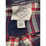 St. John's Bay Brushed Flannel Button Up Shirt Size Large Cotton Blue Red Plaid