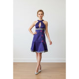 U:her Women's Halt Gown Size Small Blue Black Back Zip Prom Party Dress