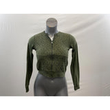 Justice Girls Full Zip Mock Neck Jacket Size 14 Green Lace Front Long Sleeve Cotton Blend