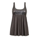 Request Black Women's M Gray Sleeveless Beaded Racerback Rayon/Spandex Tank Top