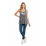 Request Black Women's M Gray Sleeveless Beaded Racerback Rayon/Spandex Tank Top