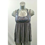 Request Black Women's M Gray Sleeveless Beaded Racerback Rayon/Spandex Tank Top