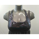 Request Black Women's M Gray Sleeveless Beaded Racerback Rayon/Spandex Tank Top