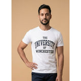The University Of Winchester Men's White Short Sleeve Spell Out T Shirt Size S