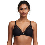 Chantelle 3682 Womens Festivite Lace Plunge Bra Bra 32D Black NWT