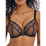 Freya AA401002BOR Womens Loveland Underwire Plunge Bra Size 38DD Black NWT