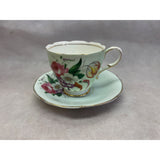 Paragon Double Warrant Teacup Saucer Set 1940's Bone China England Pale Green