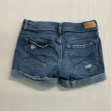 Aeropostale Women's Boyfriend Mini Blue Jean Shorts Ripped Size 00 Cotton