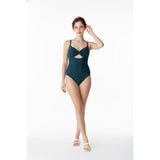 Cupshe Women's Tankini Swim Top XS Teal Wrap top with cutouts NWT
