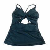 Cupshe Women's Tankini Swim Top XS Teal Wrap top with cutouts NWT