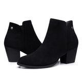 SHIBEVER Women's Ankle Boots Heel: Chunky Low Heeled Almond Toe Size 7.5